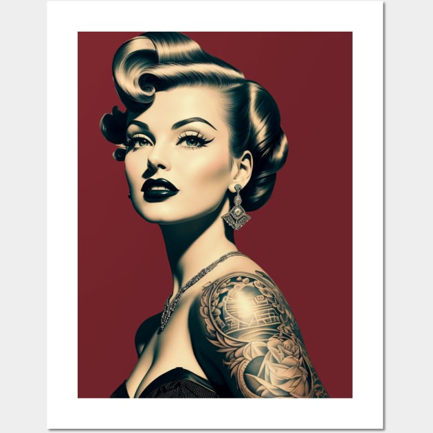 Vintage 1950s Pin Up Girl with Tattoos